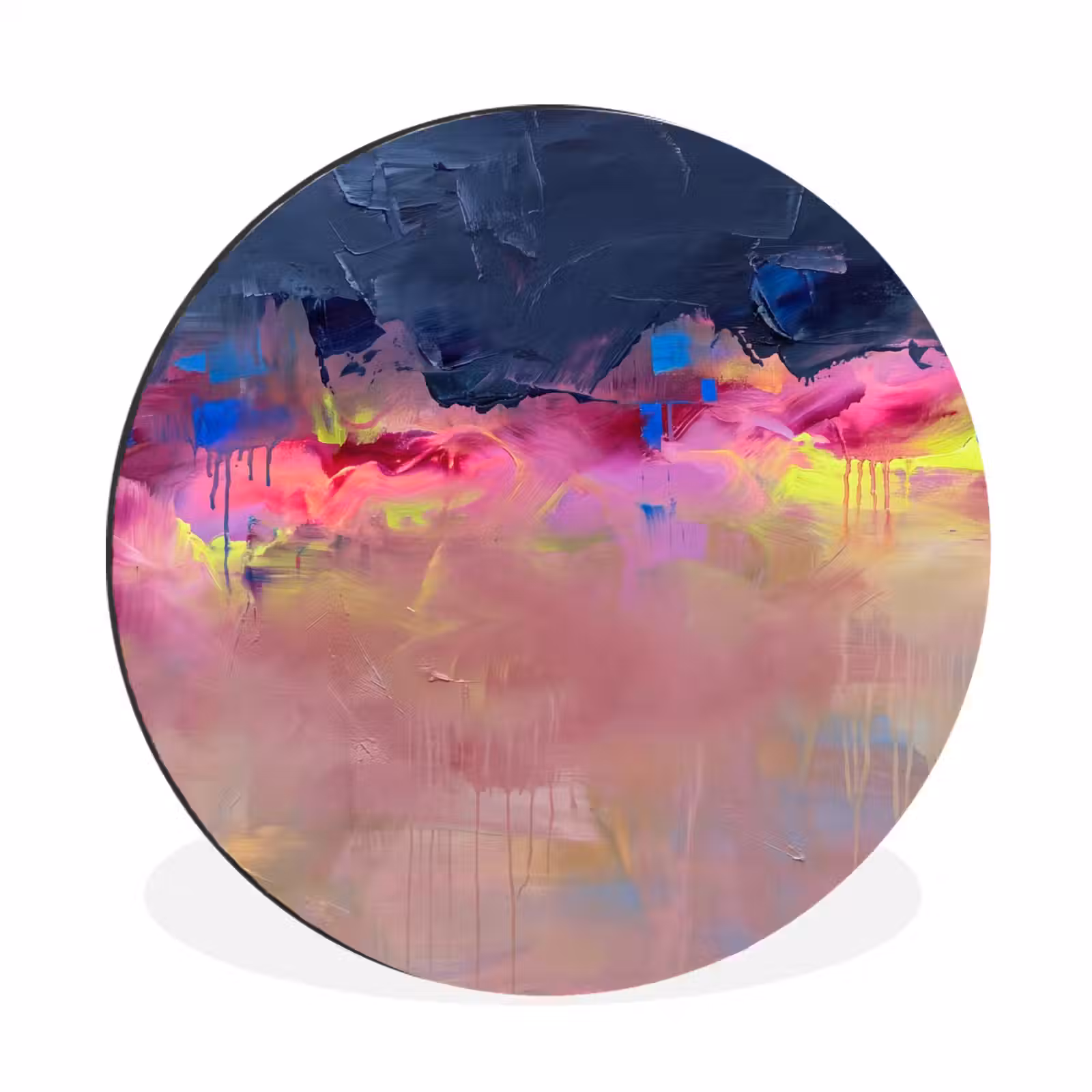 Wandcirkel - Aluminium - Abstract - Textuur - Kleuren - Modern - Roze — 1