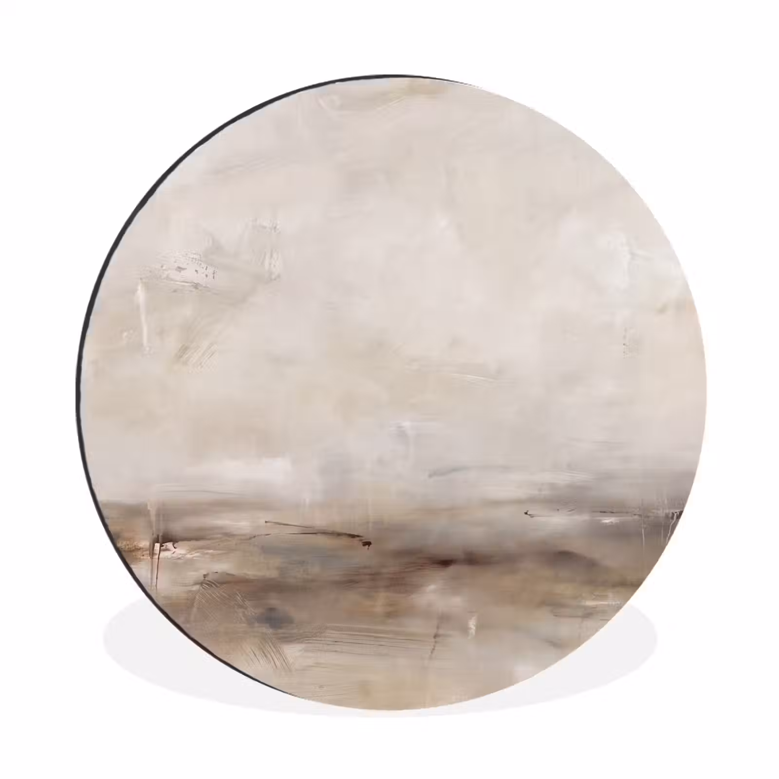 Wandcirkel - Aluminium - Abstrakt - Landschap - Modern - Beige - Kunst — 1