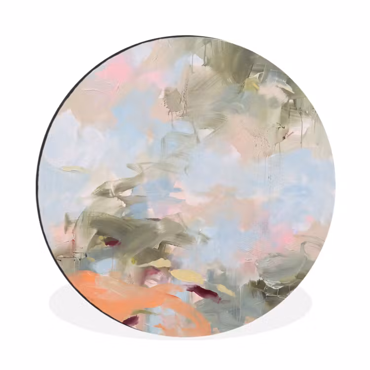 Wandcirkel - Aluminium - Abstract - Borstelstreken - Kunst - Modern - Pastel — 1