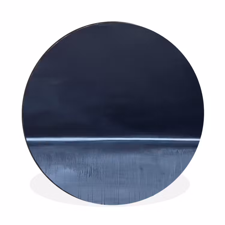 Wandcirkel - Aluminium - Abstract - Horizontale lijn - Minimalistisch - Donkerblauw - Kunst — 1