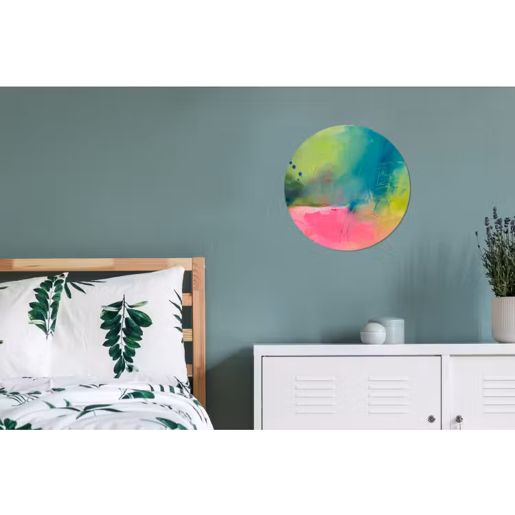 Wandcirkel - Aluminium - Abstract - Kleuren - Modern - Groen - Roze — 4