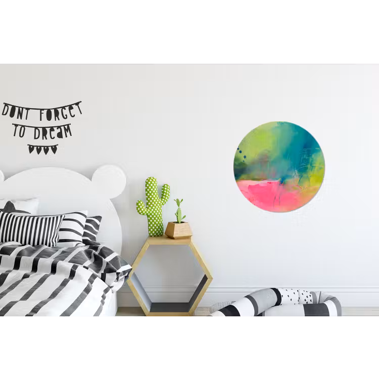 Wandcirkel - Aluminium - Abstract - Kleuren - Modern - Groen - Roze — 5