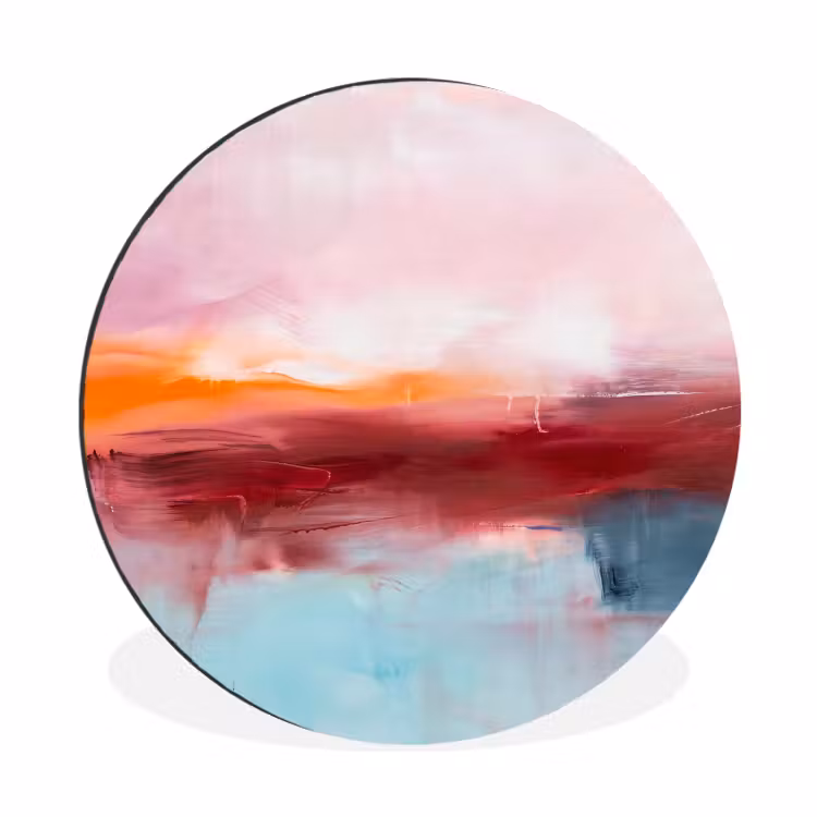 Wandcirkel - Aluminium - Abstract - Kleuren - Modern - Kunst - Roze — 1