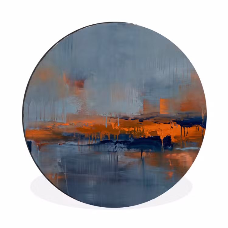 Wandcirkel - Aluminium - Abstract - Kleuren - Modern - Oranje - Grijs — 1
