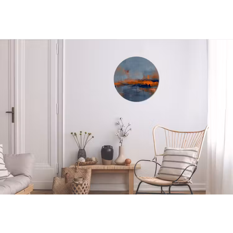 Wandcirkel - Aluminium - Abstract - Kleuren - Modern - Oranje - Grijs — 2
