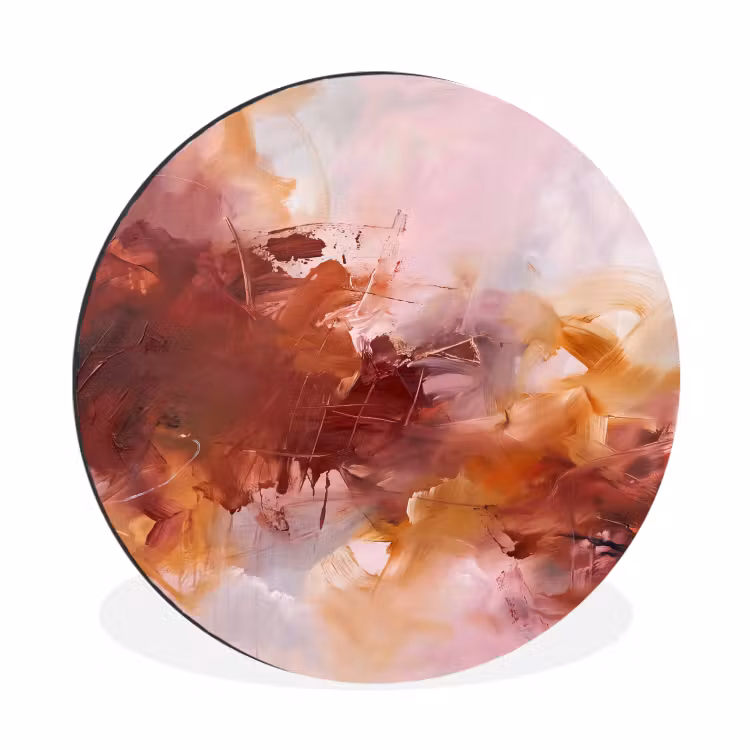 Wandcirkel - Aluminium - Abstract - Kleurrijk - Kunst - Modern - Roze-Rood — 1
