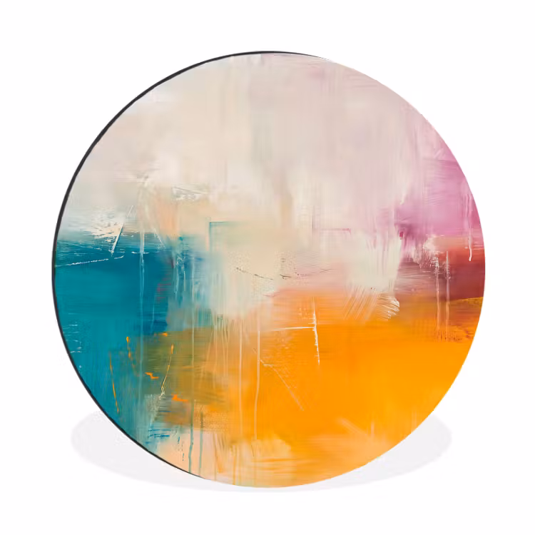 Wandcirkel - Aluminium - Abstract - Kleurrijk - Modern - Kunst - Oranje — 1