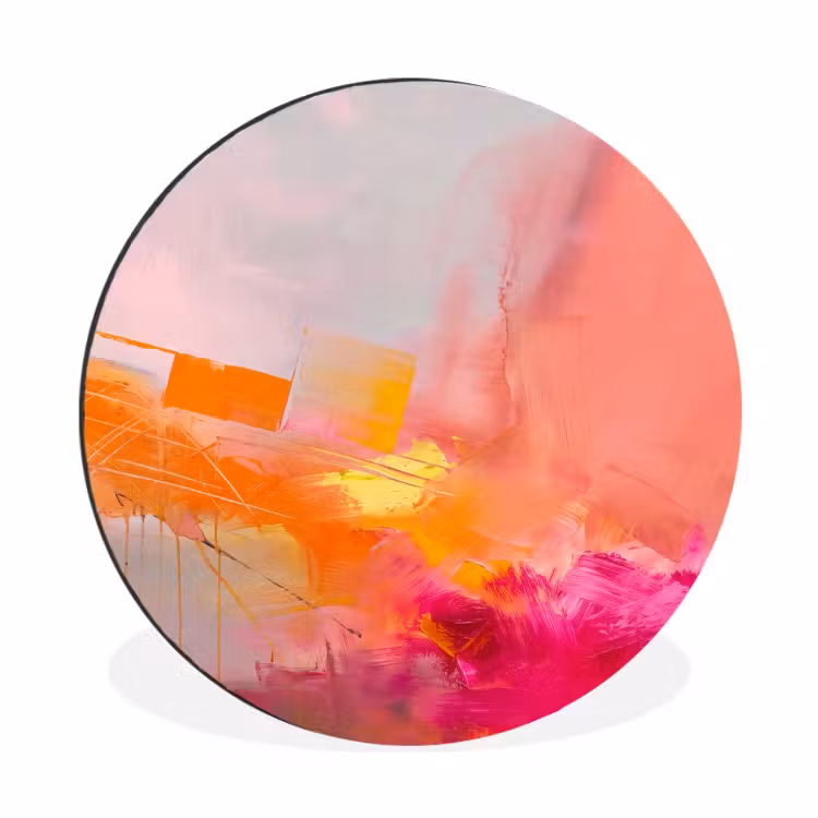 Wandcirkel - Aluminium - Abstract - Kleurrijk - Modern - Roze — 1