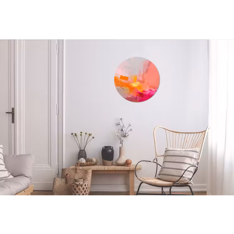 Wandcirkel - Aluminium - Abstract - Kleurrijk - Modern - Roze — 2