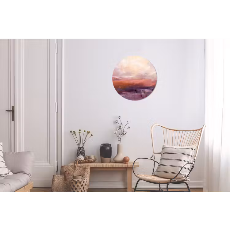 Wandcirkel - Aluminium - Abstract - Landschap - Modern - Paars - Oranje — 2