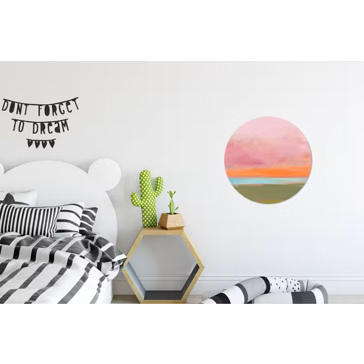 Wandcirkel - Aluminium - Abstract - Landschap - Modern - Roze - Oranje — 5