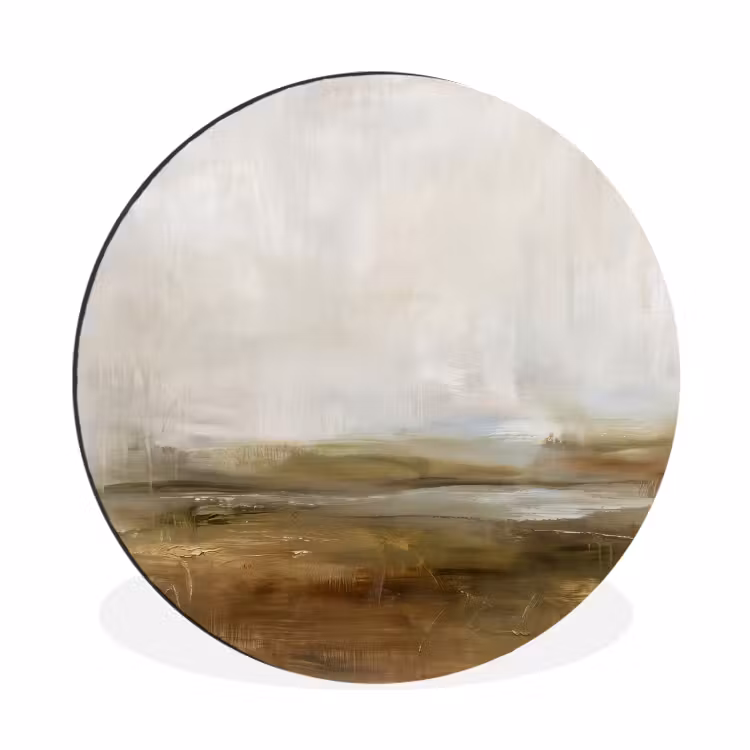 Wandcirkel - Aluminium - Abstract - Landschap - Natuur - Beige - Bruin — 1