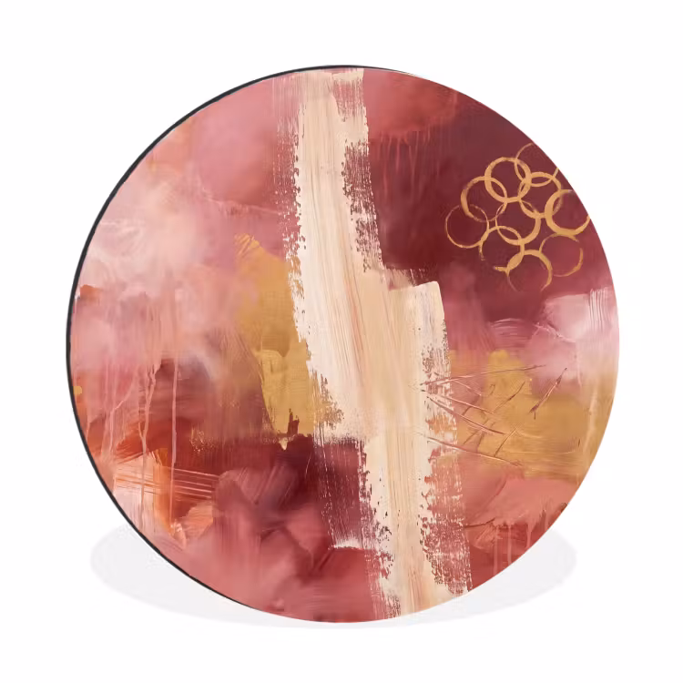 Wandcirkel - Aluminium - Abstract - Rood - Goud - Modern - Kunst — 1