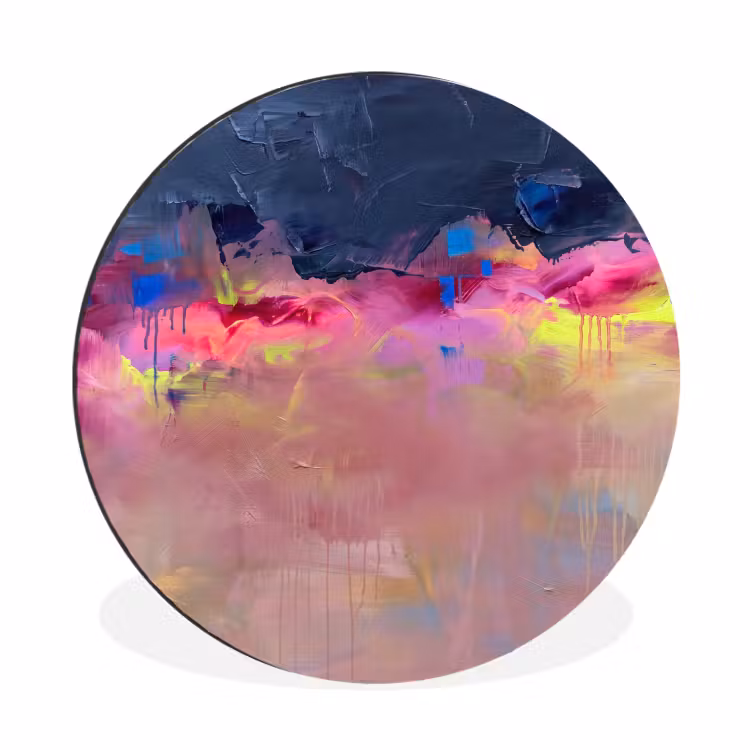 Wandcirkel - Aluminium - Abstract - Textuur - Kleuren - Modern - Roze — 1
