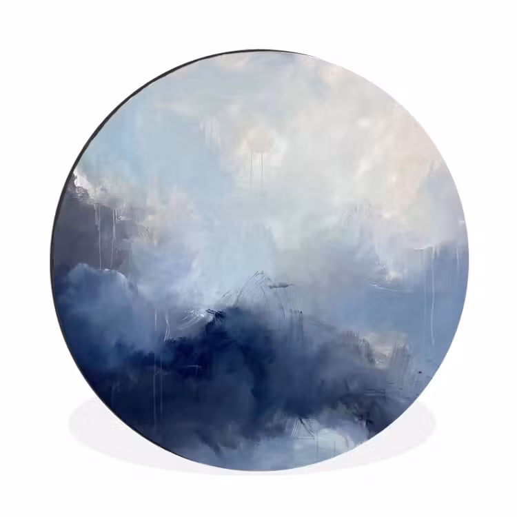 Wandcirkel - Aluminium - Abstract - Wolken - Modern - Blauw - Kunst — 1