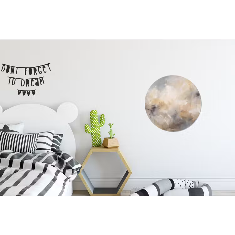 Wandcirkel - Aluminium - Abstract - Wolken - Sfeervol - Beige - Grijs — 5
