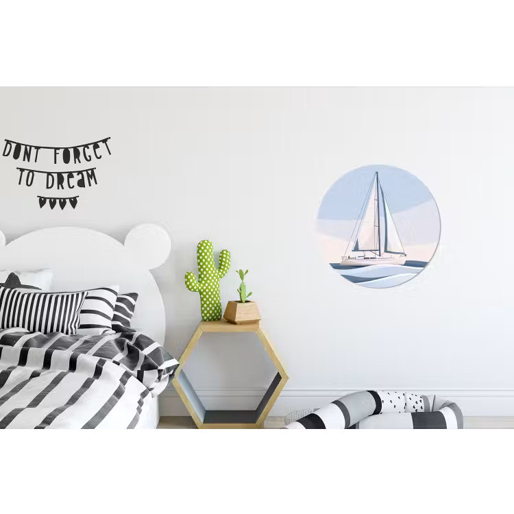 Wandcirkel - Aluminium - Boot - Zeil - Zee - Modern - Beige — 5