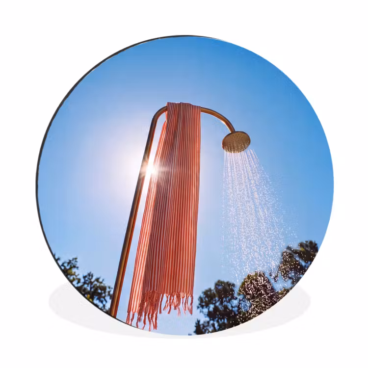 Wandcirkel - Aluminium - Douche - Water - Zomer - Blauw — 1