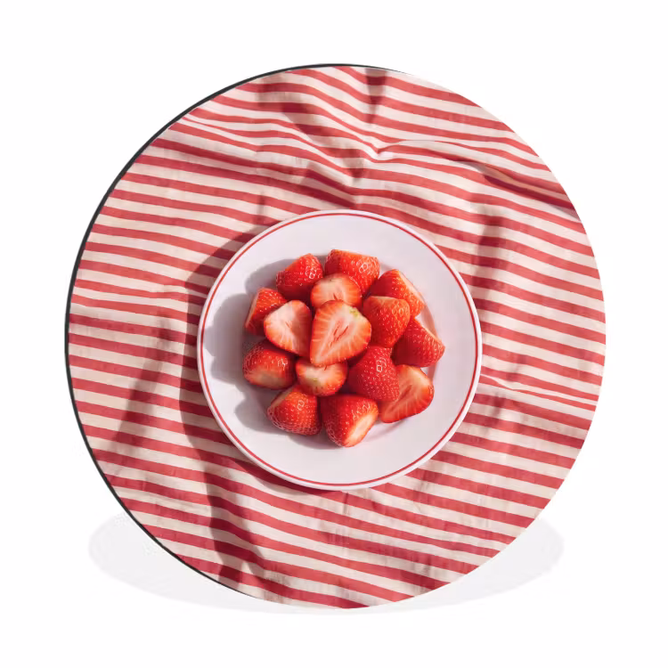 Wandcirkel - Aluminium - Eten - Aardbeien - Fruit - Zomer - Rood — 1