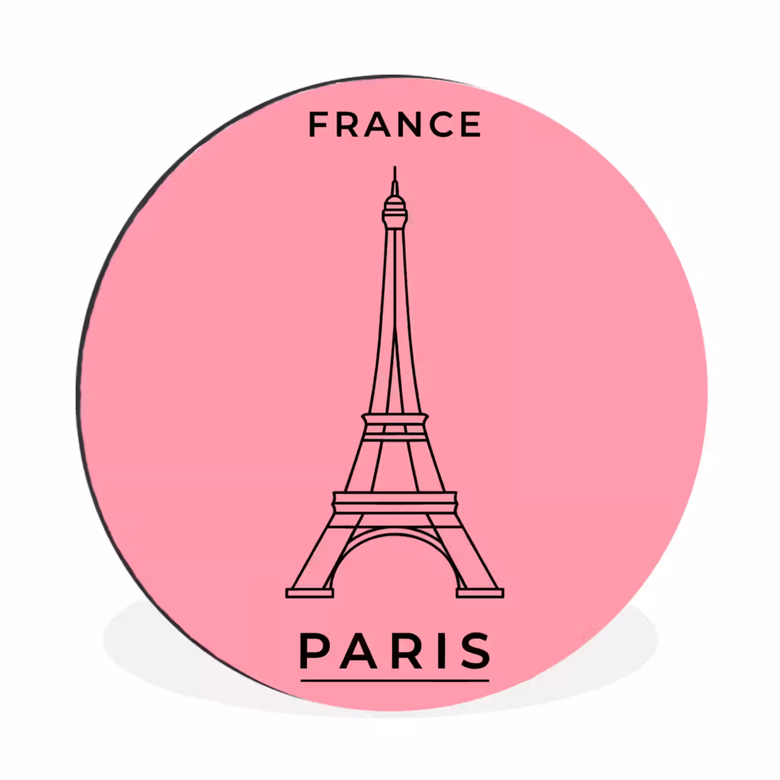 Wandcirkel - Aluminium - Eiffeltoren - Parijs - Architectuur - Minimalistisch - Roze — 1