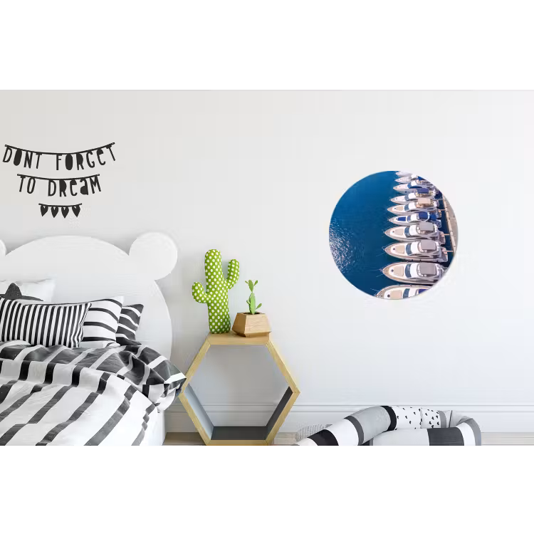 Wandcirkel - Aluminium - Boot - Jachthaven - Water - Zomer - Blauw — 5