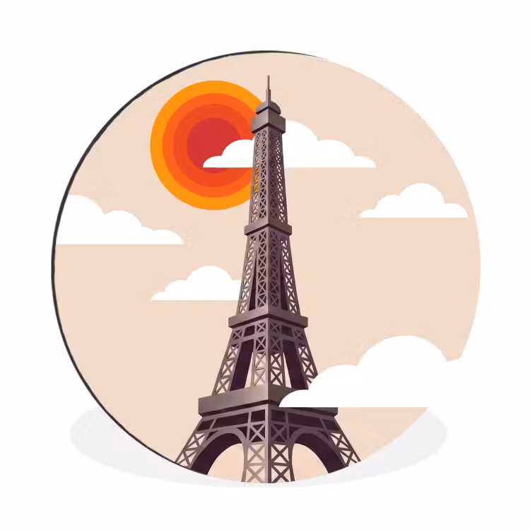 Wandcirkel - Aluminium - Eiffeltoren - Zon - Architectuur - Abstract - Beige — 1