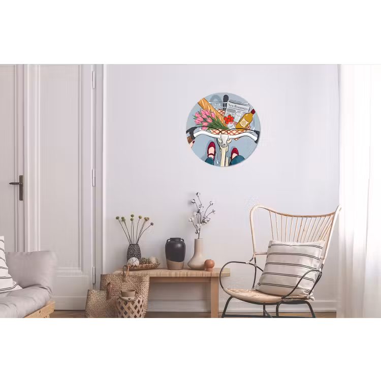 Wandcirkel - Aluminium - Fiets - Picknick - Zomer - Illustratie — 2