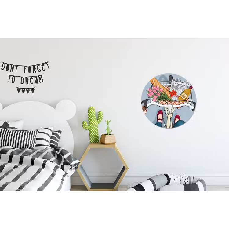 Wandcirkel - Aluminium - Fiets - Picknick - Zomer - Illustratie — 5