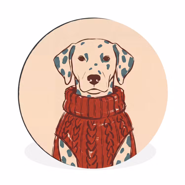 Wandcirkel - Aluminium - Hond - Trui - Winter - Dieren - Rood — 1
