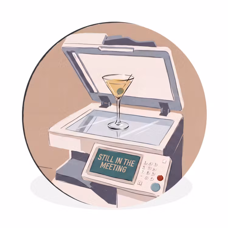 Wandcirkel - Aluminium - Kantoor - Drank - Humor - Illustratie — 1