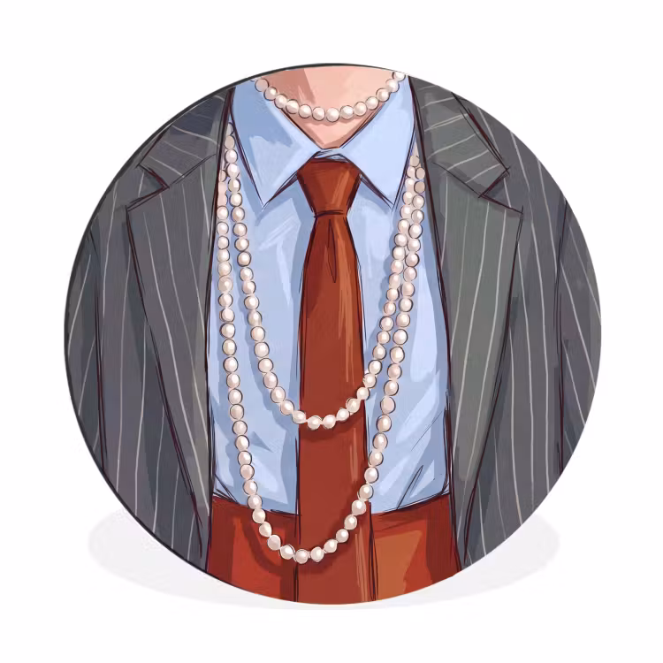 Wandcirkel - Aluminium - Kleding - Strik - Parels - Klassiek - Mode — 1