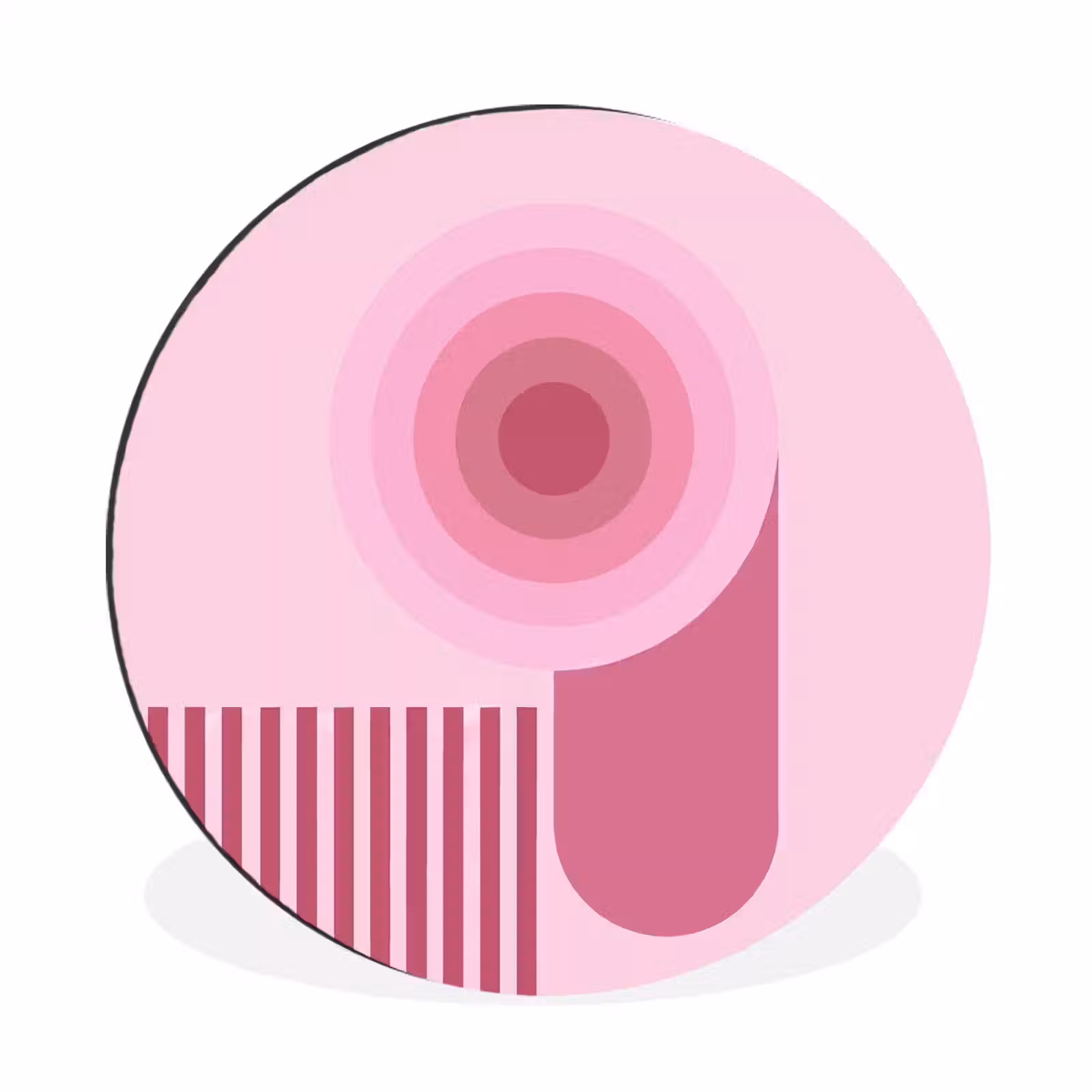 Wandcirkel - Aluminium - Abstract - Cirkels - Strepen - Modern - Roze — 1