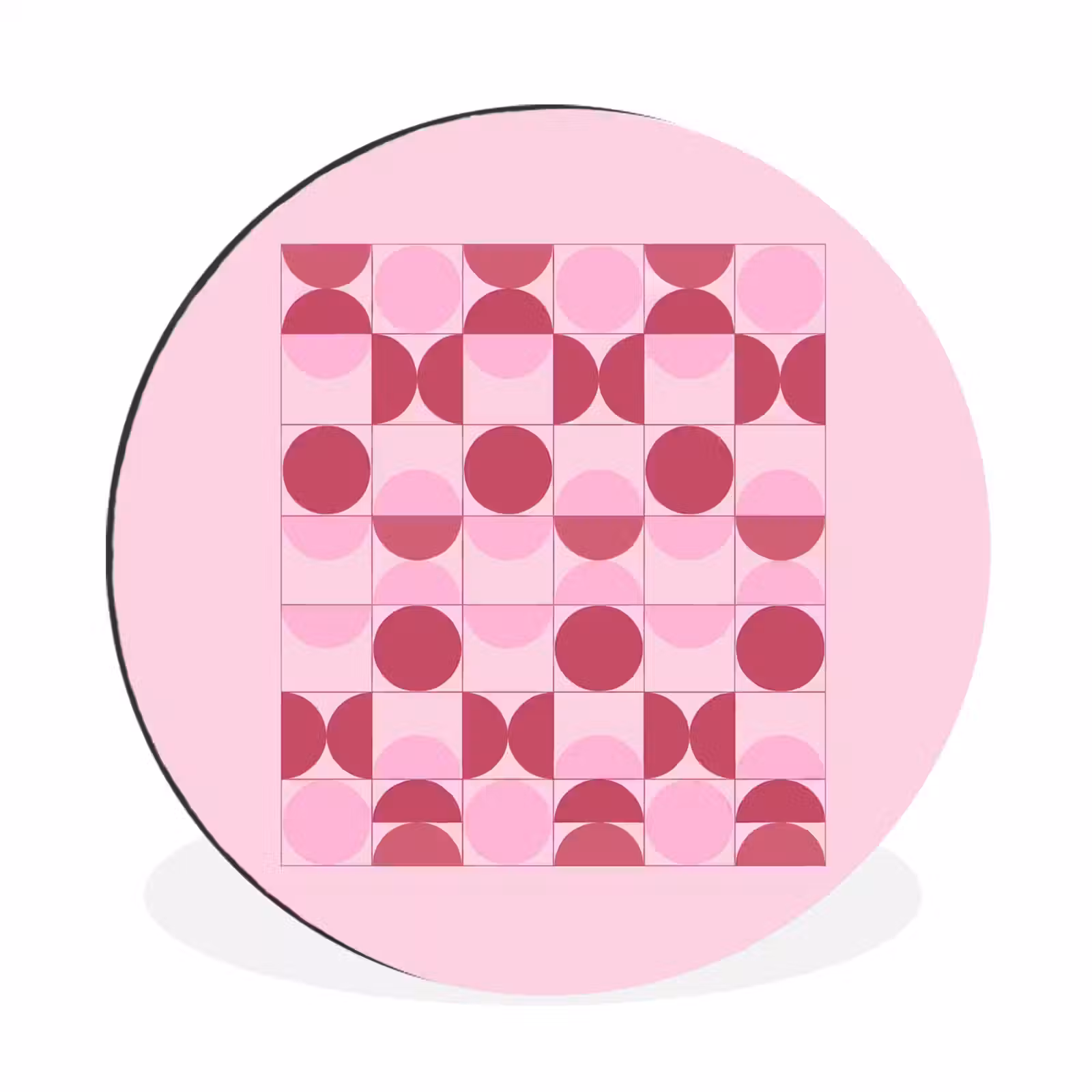 Wandcirkel - Aluminium - Abstract - Geometrisch - Cirkels - Roze - Modern — 1