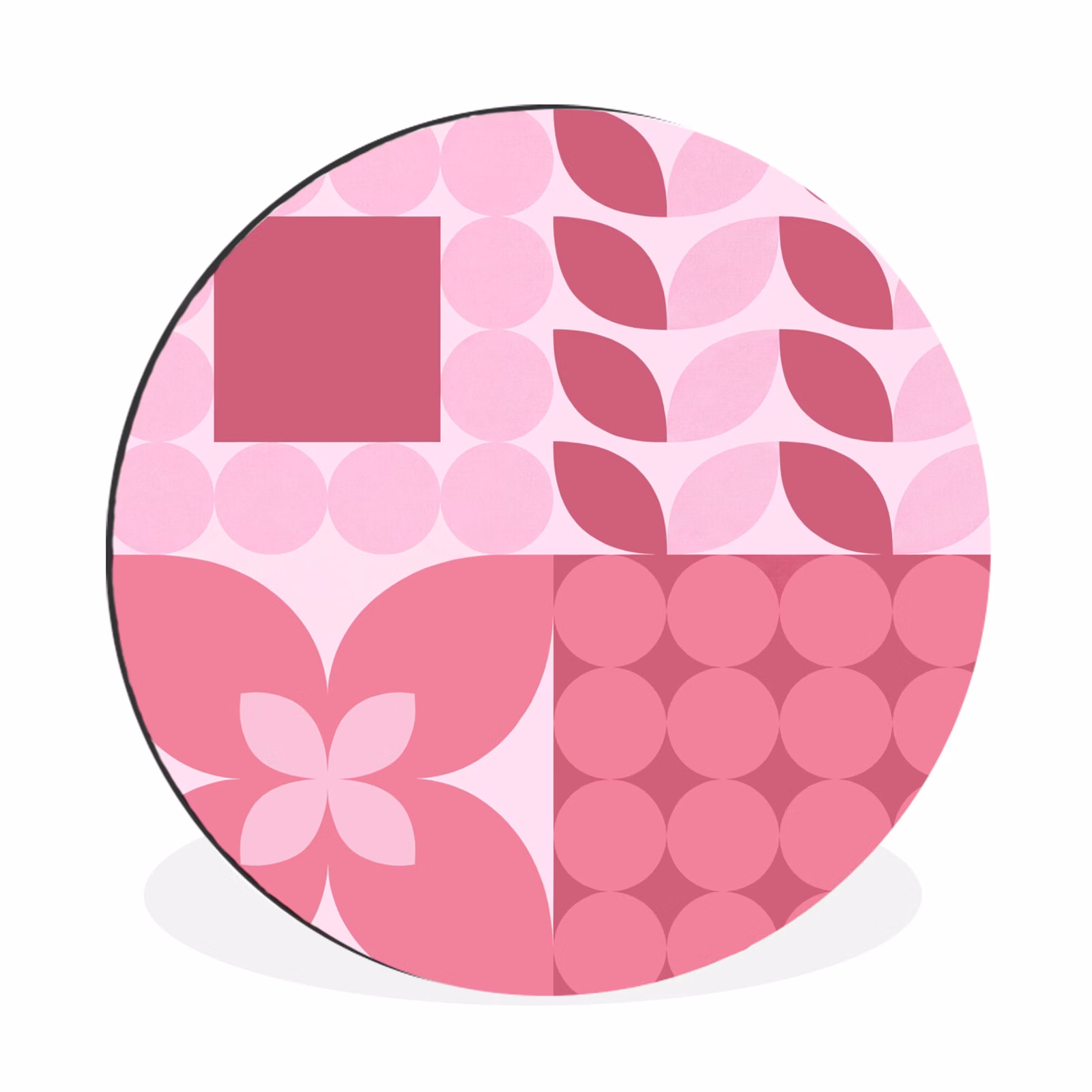 Wandcirkel - Aluminium - Abstract - Geometrisch - Patroon - Modern - Roze — 1