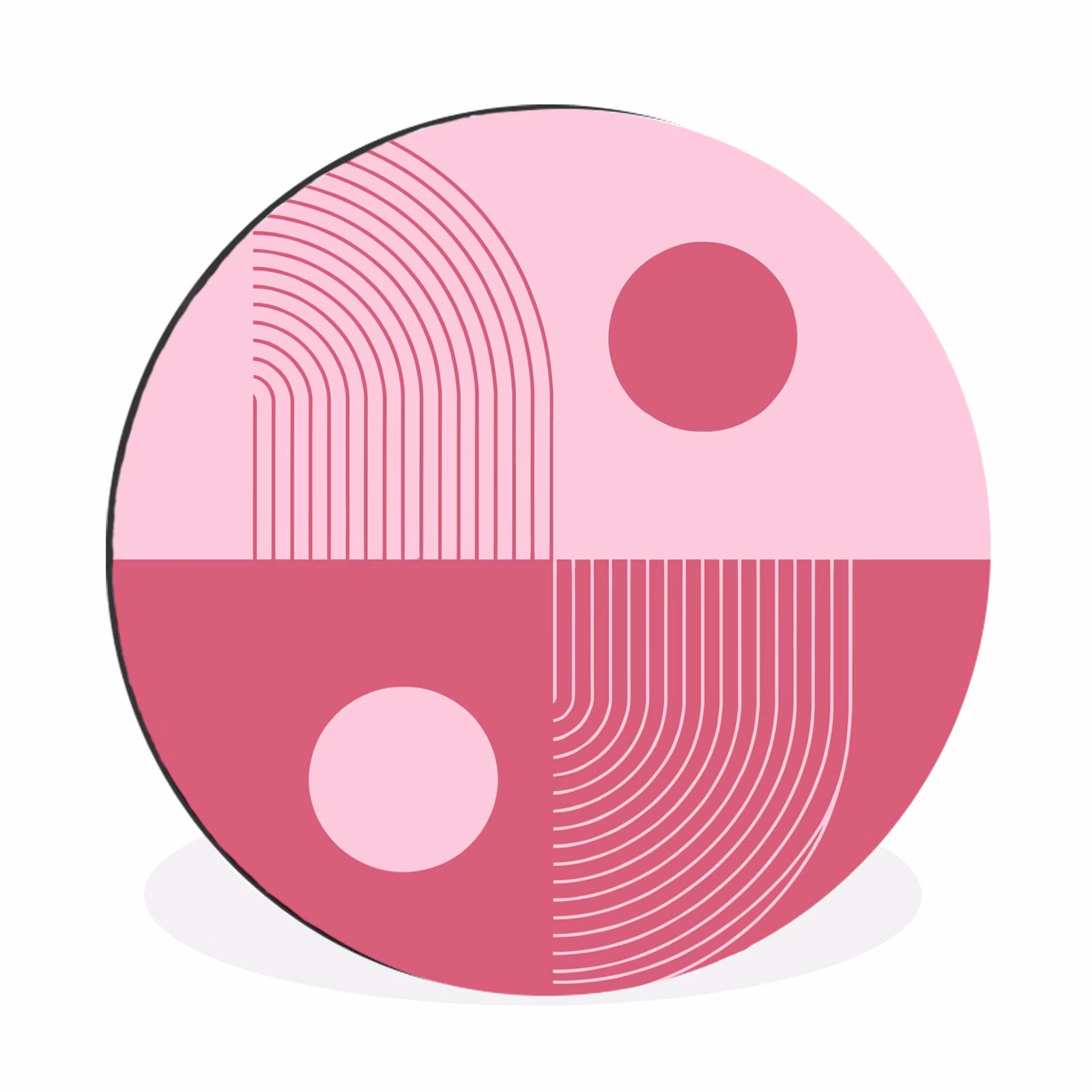 Wandcirkel - Aluminium - Geometrie - Patroon - Abstract - Roze - Modern — 1