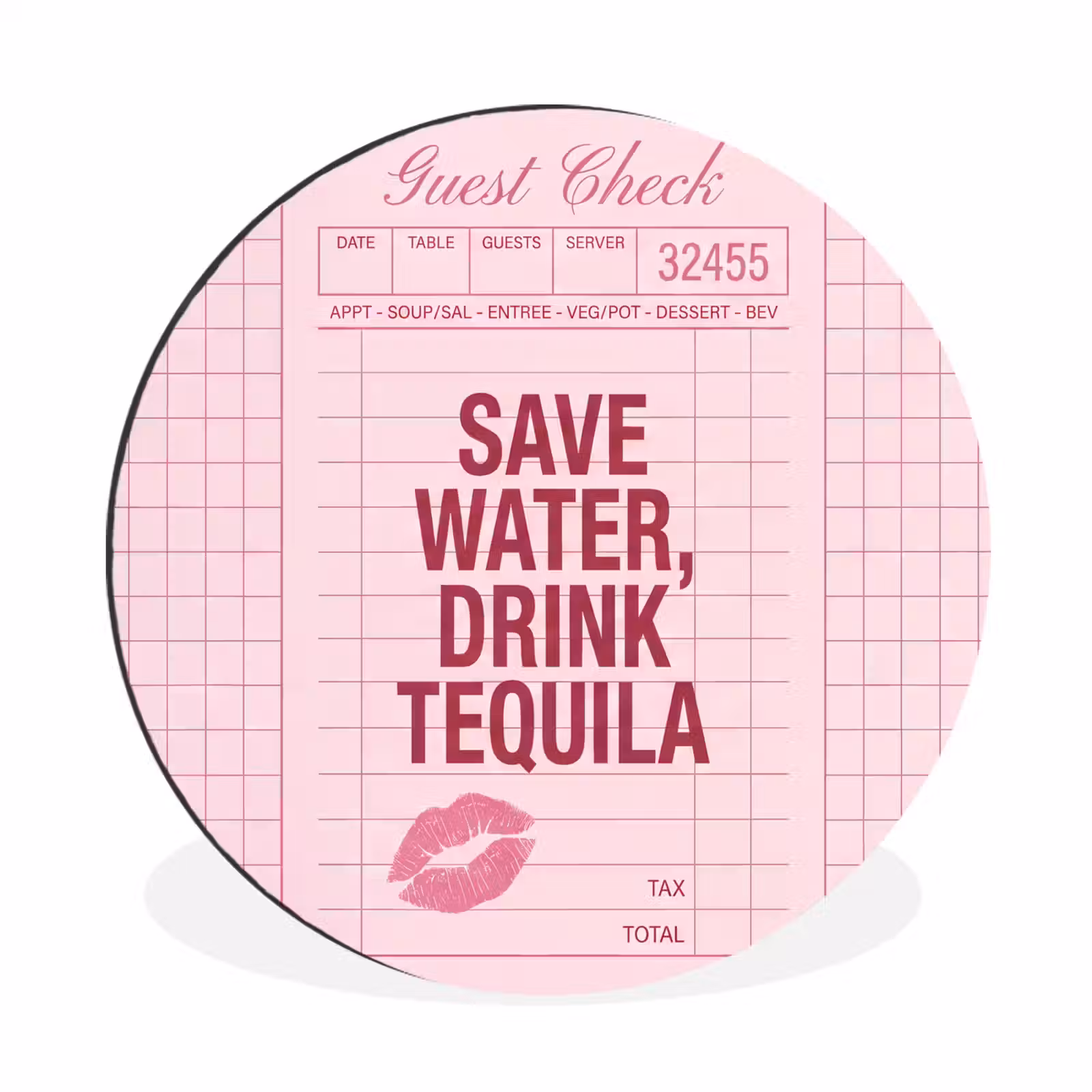 Wandcirkel - Aluminium - Humor - Drank - Tekst - Roze — 1