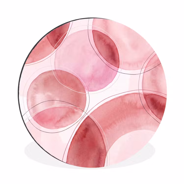 Wandcirkel - Aluminium - Abstract - Cirkels - Modern - Roze - Kunst — 1