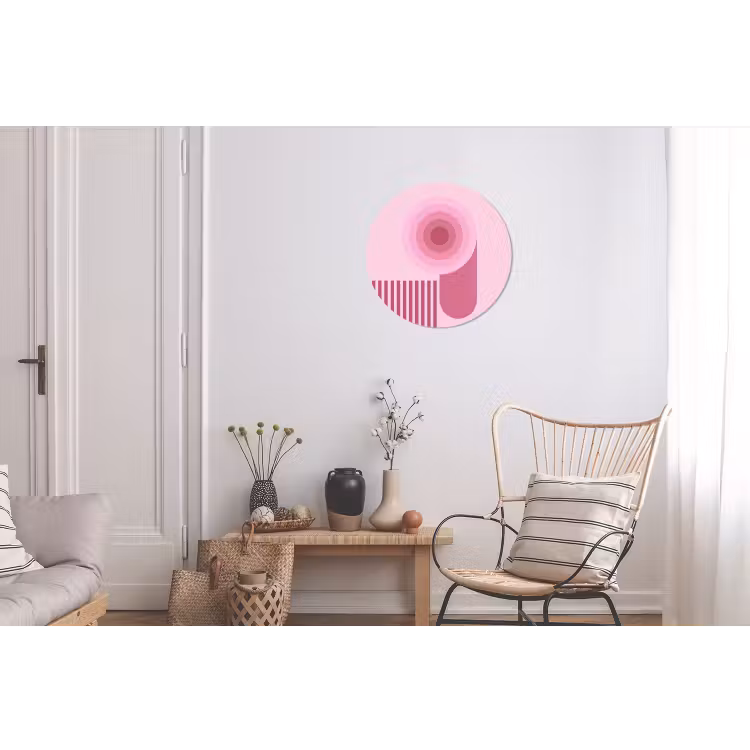 Wandcirkel - Aluminium - Abstract - Cirkels - Strepen - Modern - Roze — 2