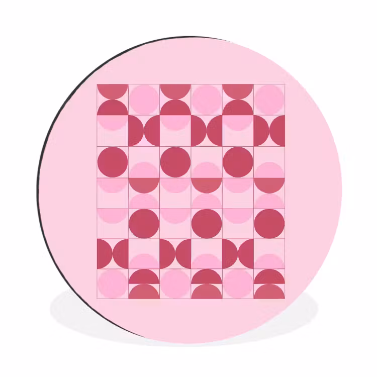 Wandcirkel - Aluminium - Abstract - Geometrisch - Cirkels - Roze - Modern — 1