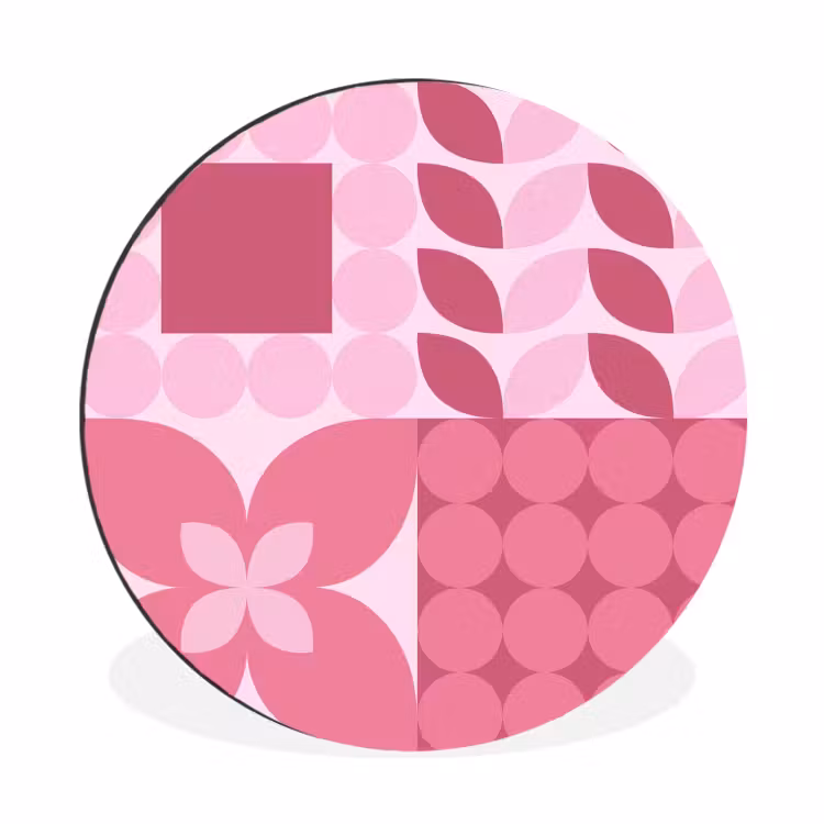 Wandcirkel - Aluminium - Abstract - Geometrisch - Patroon - Modern - Roze — 1