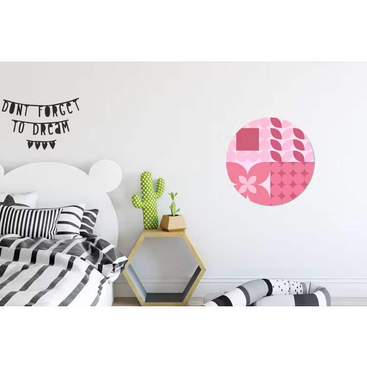 Wandcirkel - Aluminium - Abstract - Geometrisch - Patroon - Modern - Roze — 5