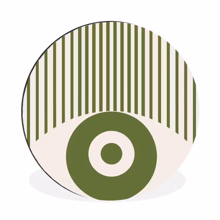Wandcirkel - Aluminium - Abstract - Oog - Strepen - Modern - Groen — 1