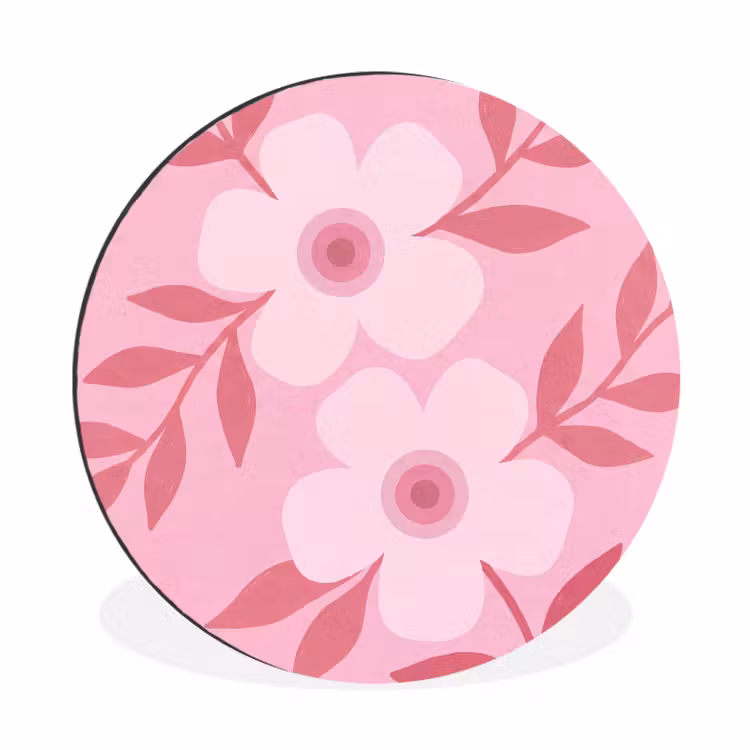 Wandcirkel - Aluminium - Bloemen - Abstract - Modern - Roze - Natuur — 1