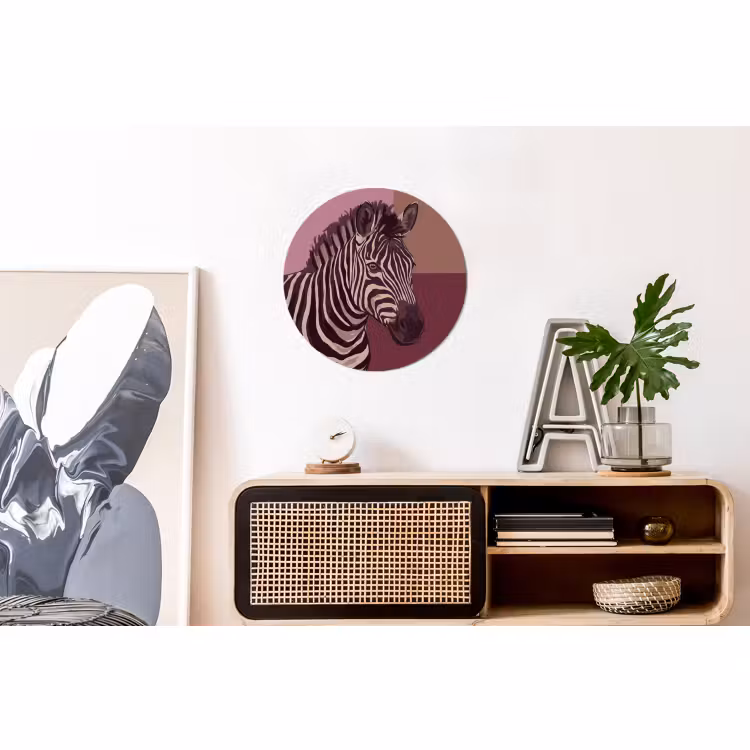 Wandcirkel - Aluminium - Dieren - Zebrahoofd - Wildlife - Modern - Bruin — 3