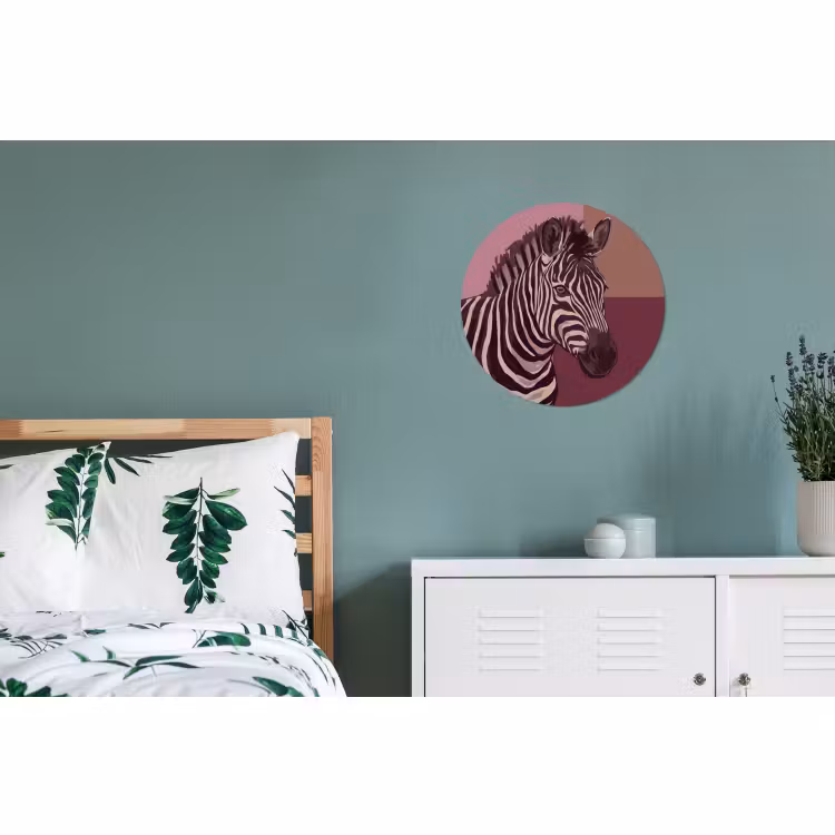 Wandcirkel - Aluminium - Dieren - Zebrahoofd - Wildlife - Modern - Bruin — 4