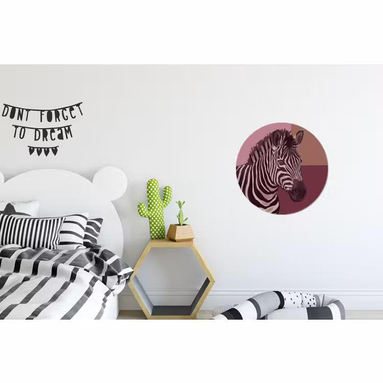 Wandcirkel - Aluminium - Dieren - Zebrahoofd - Wildlife - Modern - Bruin — 5