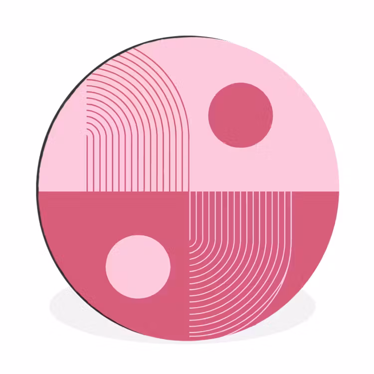 Wandcirkel - Aluminium - Geometrie - Patroon - Abstract - Roze - Modern — 1