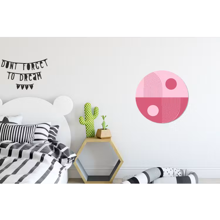 Wandcirkel - Aluminium - Geometrie - Patroon - Abstract - Roze - Modern — 5