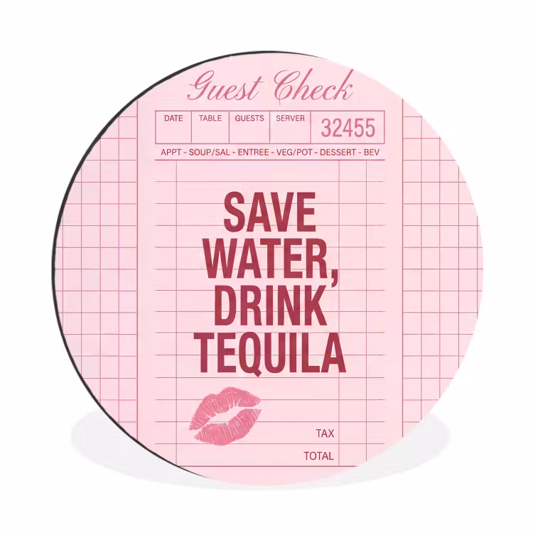 Wandcirkel - Aluminium - Humor - Drank - Tekst - Roze — 1