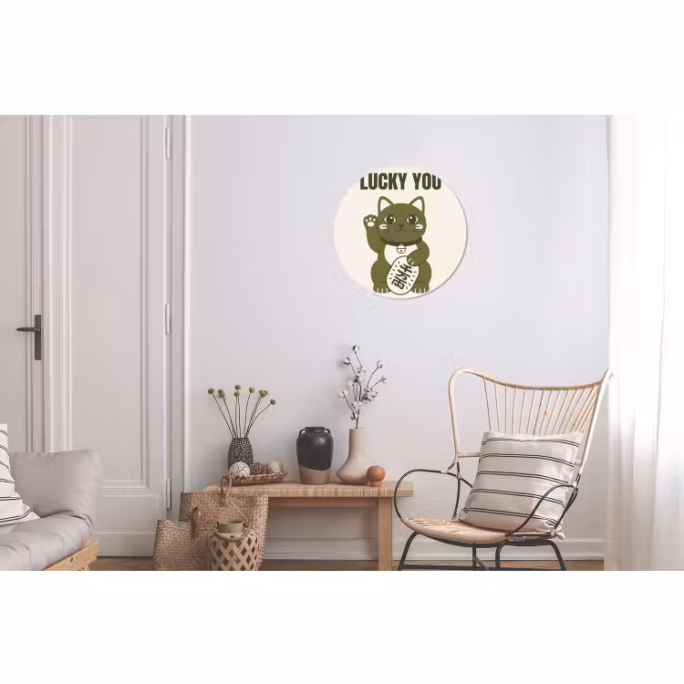 Wandcirkel - Aluminium - Kat - Geluk - Dieren - Modern - Groen — 2
